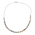 D'Joy Premium Multi-Tourmaline and Moissanite 12.50 ctw Floral Necklace in Rhodium Over Sterling Silver 18 Inches - Sticky add to cart bar