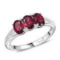D'Joy Orissa Rhodolite Garnet 1.50 ctw 3 Stone Ring in Sterling Silver (Size 10.0) - Sticky add to cart bar