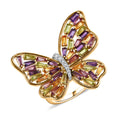 GP Multi Gemstone Butterfly Ring in 18K Vermeil YG Over Sterling Silver (Size 10.0) 4.15 ctw - Sticky add to cart bar