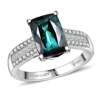 Certified & Appraised Rhapsody 950 Platinum AAAA Monte Belo Indicolite, Diamond (E-F, VS) (0.47 cts) Ring (Size 10.0) (6.30 g) 4.02 ctw