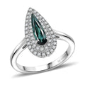 Certified & Appraised Luxoro 10K White Gold AAA Monte Belo Indicolite, Diamond (G-H, I2) (0.49 cts) Ring (Size 10.0) 1.24 ctw - Sticky add to cart bar