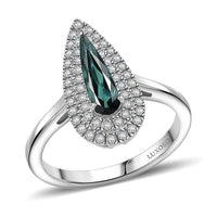 Certified & Appraised Luxoro AAA Monte Belo Indicolite and G-H I2 Diamond 1.24 ctw Ring in 10K White Gold (Size 9.0)