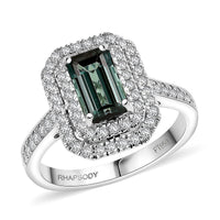 Certified & Appraised Rhapsody 950 Platinum AAAA Monte Belo Indicolite, Diamond (E-F, VS) (0.59 cts) Ring (Size 10.0) (6.45 g) 2.22 ctw
