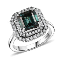 Certified & Appraised Rhapsody 950 Platinum AAAA Monte Belo Indicolite, Diamond (E-F, VS) (0.61 cts) Ring (Size 6.0) (7.22 g) 3.85 ctw