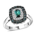 D'Joy Monte Belo Indicolite, Moissanite Ring in Rhodium Over Sterling Silver (Size 10.0) 1.02 ctw - Sticky add to cart bar