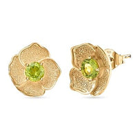 Peridot Floral 1.20 ctw Earrings in Goldtone
