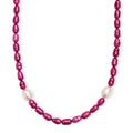 Freshwater Pearl and Pink Dyed Freshwater Pearl Necklace in Stainless Steel 18 Inches - Sticky add to cart bar