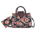 LA Marey Yellow Cotton Printed Genuine Leather Satchel Bag (14"x11") with Magneting Flap Clouser and Detachable Shoulder Strap with Pouch - Sticky add to cart bar