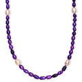 Freshwater Pearl and Purple Dyed Pearl Necklace in Stainless Steel 18 Inches - Sticky add to cart bar