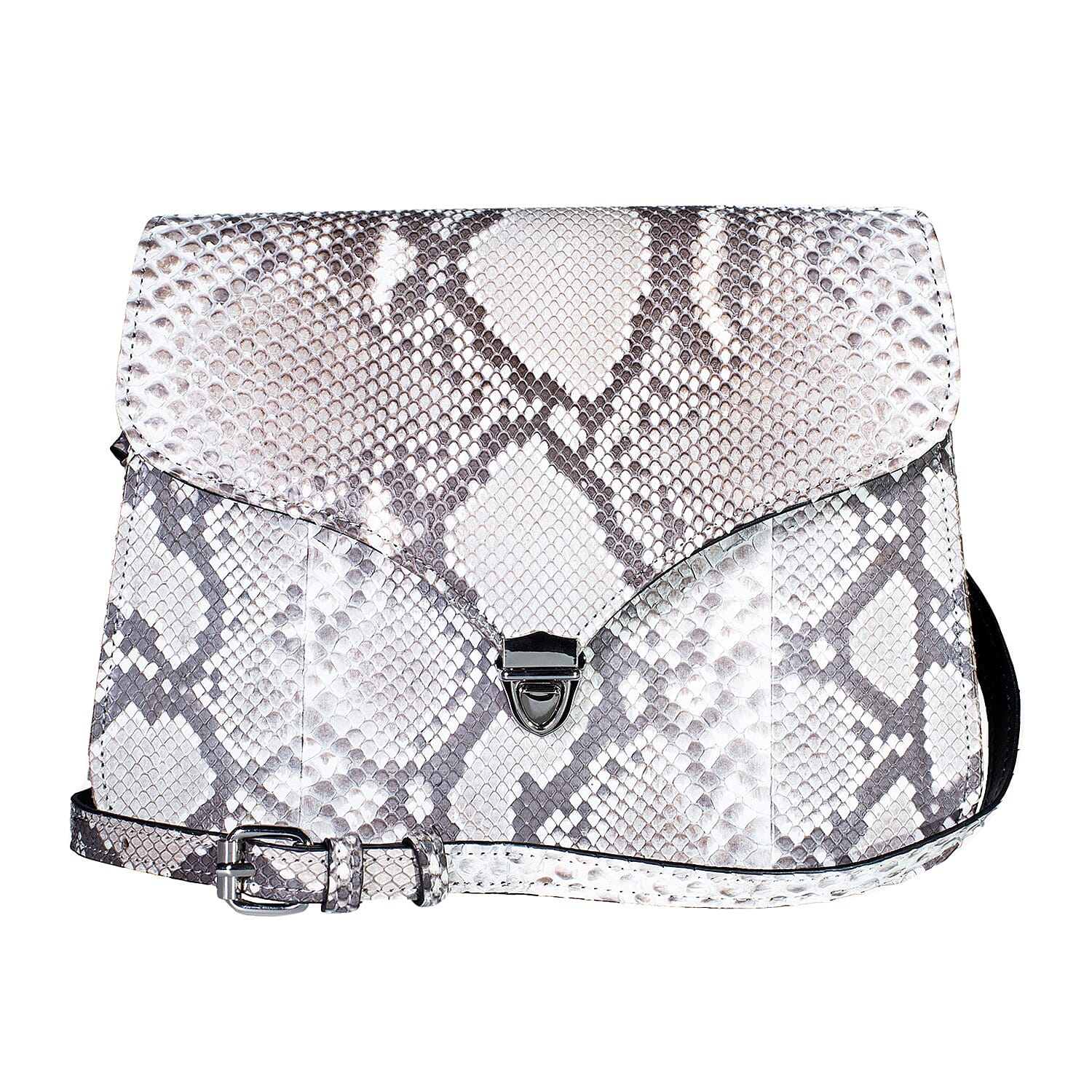Grand Pelle Camel Genuine Python Leather Flap Bag (9.84"x7.67"x2.75") with Shoulder Strap