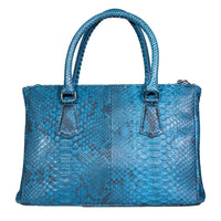 The Grand Pelle Handcrafted Gold Genuine Python Leather Satchel Bag (12.59"x8.46"x5.7")