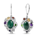 EverTrue African Malachite and Multi Gemstone 19.10 ctw Blooming Garden Earrings in Platinum Bond - Sticky add to cart bar