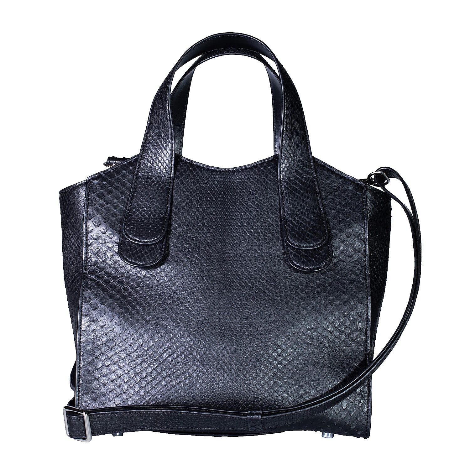 Grand Pelle Pink Genuine Python Leather Tote Bag (9.05"x9.44"x4.92") with Shoulder Strap
