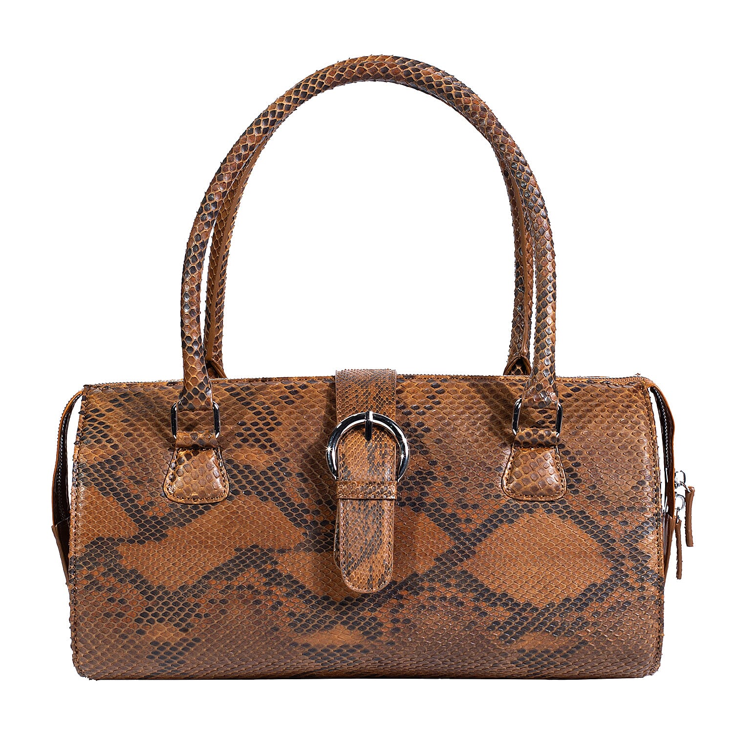 The Grand Pelle Handcrafted Natural Genuine Python Leather Barrel Bag (9.45"x6.29"x12.59")