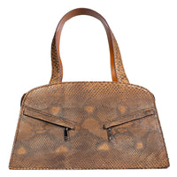 The Grand Pelle Handcrafted Natural Genuine Python Leather Trapeze Tote Bag (15.15"x8.26"x4.33")