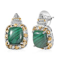 EverTrue African Malachite and White Zircon 14.85 ctw Vintage Era Earrings in 18K YG Plated and Platinum Bond - Sticky add to cart bar