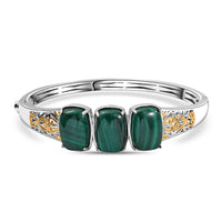 EverTrue Malachite  Full Bangle in 18K YG Plated and Platinum Bond 26.25 ctw