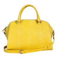 The Grand Pelle Handcrafted Natural Genuine Python Leather Satchel Bag with Shoulder Strap