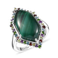 EverTrue African Malachite, Multi Gemstone Ring in Platinum Bond (Size 10.0) 13.90 ctw - Sticky add to cart bar