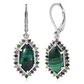 EverTrue African Malachite and Multi Gemstone 8.50 ctw Celestial Halo Earrings in Platinum Bond - Sticky add to cart bar