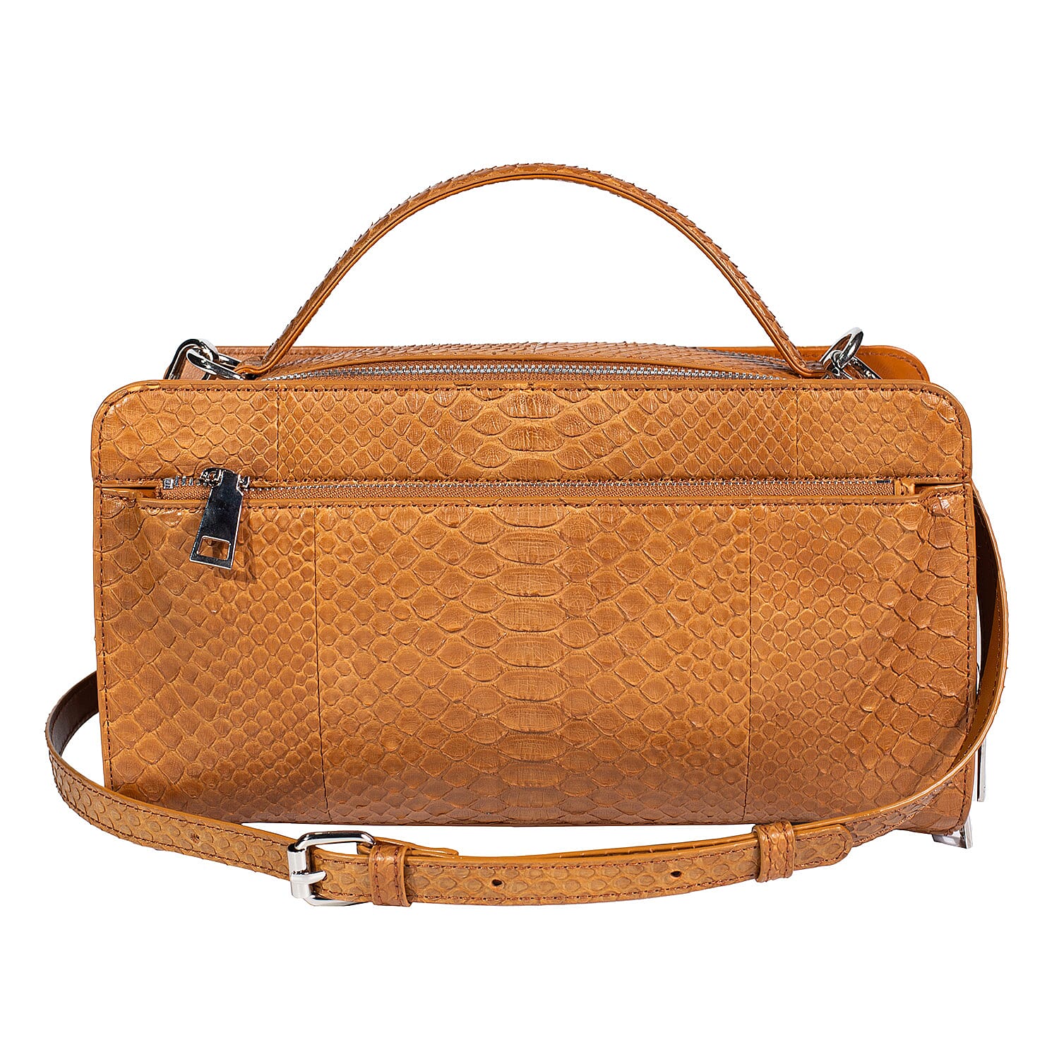 The Grand Pelle Handcrafted Natural Genuine Python Leather Clutch Bag (10.03"x5.89"x4.13") with Shoulder Strap