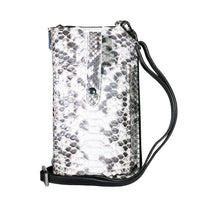 Grand Pelle Natural Genuine Python Leather Zip Clutch (7.48"x4.13"x1.96") with Snap Pocket