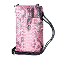 Grand Pelle Natural Genuine Python Leather Zip Clutch (7.48"x4.13"x1.96") with Snap Pocket