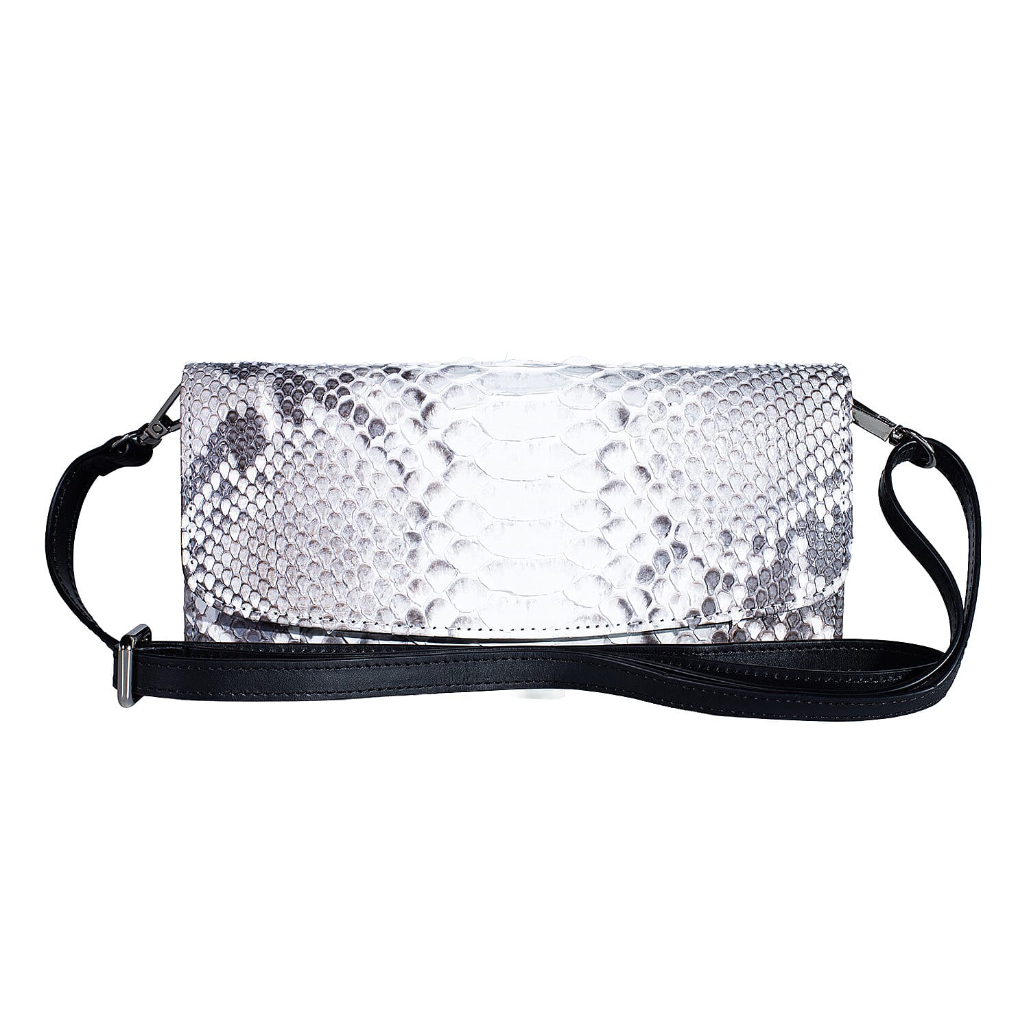 Grand Pelle Natural Genuine Python Leather Envelope Clutch (7.48"x3.74"x1.18") with Shoulder Strap