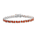D'Joy AAA Crimson Fire Opal and White Zircon 5.70 ctw Bracelet in Rhodium Over Sterling Silver (7.00 In) - Sticky add to cart bar