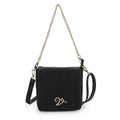 Vintage Havana Black Faux Leather Crossbody Bag with Chain Shoulder Strap - Sticky add to cart bar