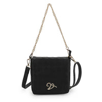 Vintage Havana Black Faux Leather Crossbody Bag with Chain Shoulder Strap
