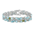 D'Joy Larimar and Multi Gemstone 30.90 ctw Bracelet in Rhodium Over Sterling Silver (7.25 In) - Sticky add to cart bar