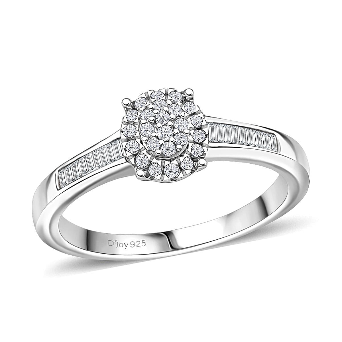 D'Joy Diamond Fancy Ring in Rhodium Over Sterling Silver (Size 10.0) 0.33 ctw