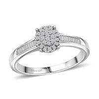 D'Joy Diamond Fancy Ring in Rhodium Over Sterling Silver (Size 10.0) 0.33 ctw