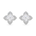 D'Joy Clover Cut Moissanite 2.40 ctw Royal Bloom Earrings in Rhodium Over Sterling Silver - Sticky add to cart bar