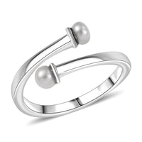 D'Joy Pearl Bypass Ring in 18K Vermeil YG Over Sterling Silver (Size 5.0)