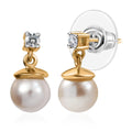 D'Joy Pearl and Lab Grown Diamond I3 0.10 ctw Earrings in 18K Vermeil Yellow Gold Over Sterling Silver - Sticky add to cart bar
