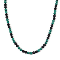 African Malachite and Shungite 230.00 ctw Beaded Necklace in Stainless Steel 18-20 Inches