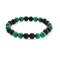 African Malachite and Shungite 100.00 ctw Beaded Stretch Bracelet