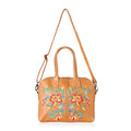 LA Marey Green Genuine Leather Embroidery Work Crossbody Bag with Silk Scarf (13"x11.8"x2.7") - Sticky add to cart bar