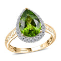 AAA Peridot and G-H SI Luxuriant Lab Grown Diamond 4.33 ctw Ring in 10K Yellow Gold (Size 10.0) - Sticky add to cart bar