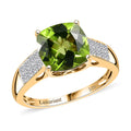 AAA Peridot and G-H SI Luxuriant Lab Grown Diamond 4.62 ctw Ring in 10K Yellow Gold - Sticky add to cart bar