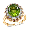 10K Yellow Gold AAA Peridot, Padparadscha Sapphire and Luxuriant Lab Grown Diamond (G-H, SI) Ring (Size 10.0) 6.03 ctw - Sticky add to cart bar