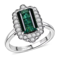 Certified & Appraised Rhapsody 950 Platinum AAAA Monte Belo Indicolite, Diamond (E-F, VS) (0.61 cts) Ring (Size 10.0) (7.24 g) 3.98 ctw