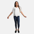 BRITANY BLACK White Stretch Lace 2 Layer Blouse with Sequin - L - Sticky add to cart bar