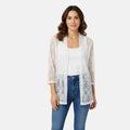 BRITANY BLACK White Long Sleeve Lace Sequin Cardigan - L - Sticky add to cart bar