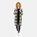 BRITANY BLACK Beige Plaid Long Sleeve Soft Knit Cardigan with Pockets - L - Sticky add to cart bar