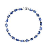 Luxoro 10K White Gold AAA Ceylon Sapphire Bracelet (7.25 In) 12.22 ctw