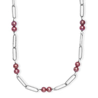 Bronze Dyed Pearl Paper Clip Chain Necklace in Stainless Steel 20 Inches