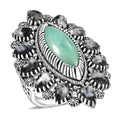 D'Joy Artisan Crafted Tahoe Nevada Turquoise and White Buffalo 11.80 ctw Ring in Sterling Silver - Sticky add to cart bar